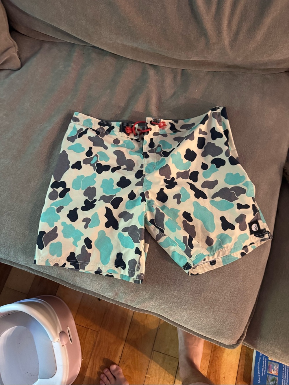 Men's Camouflage Swim Shorts in Light Blue & Navy Carhartt Hurley collab